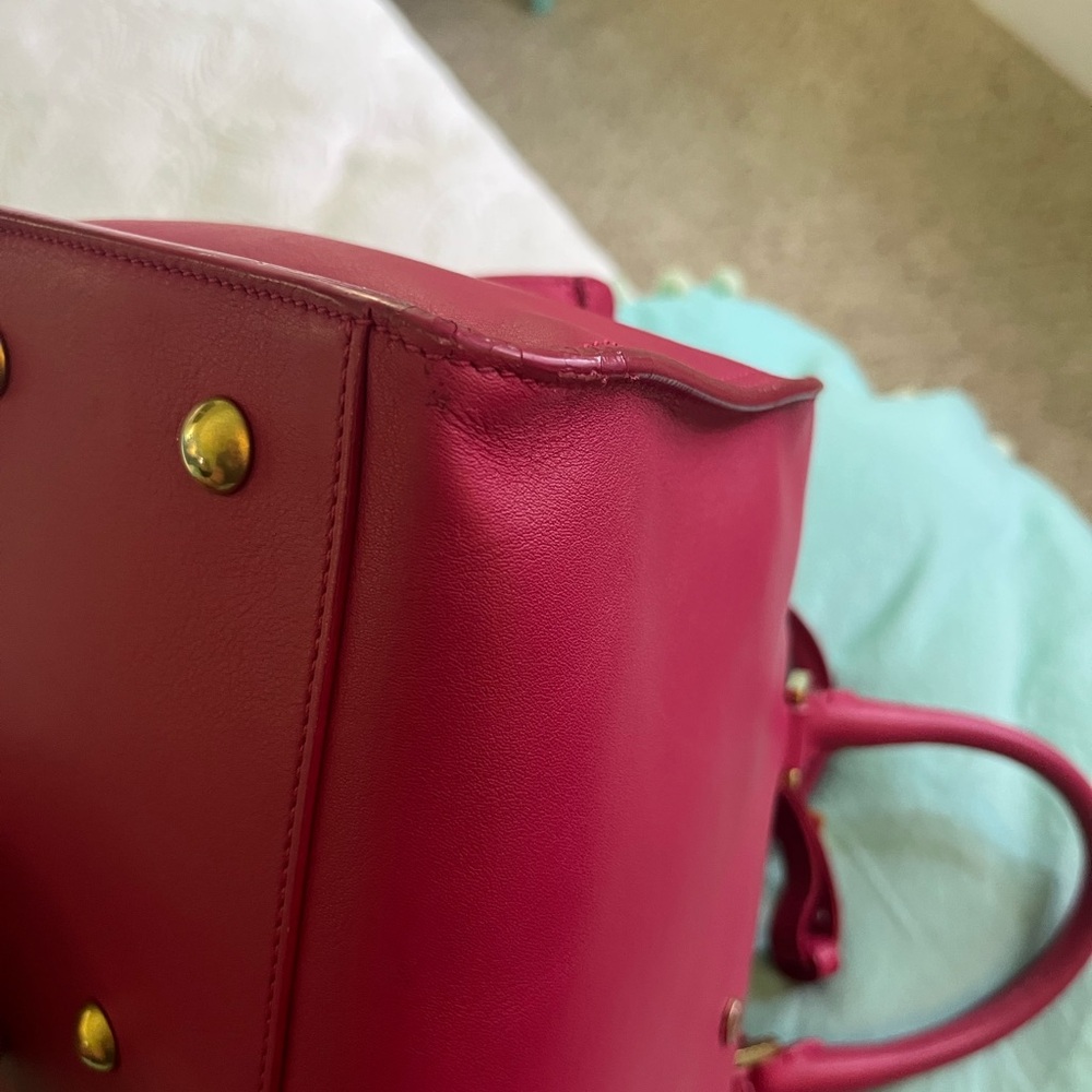 Saint Laurent Fuchsia Leather Satchel - Picture 10 of 12